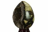 Septarian Dragon Egg Geode with Ammonite - Black Crystals #172792-1